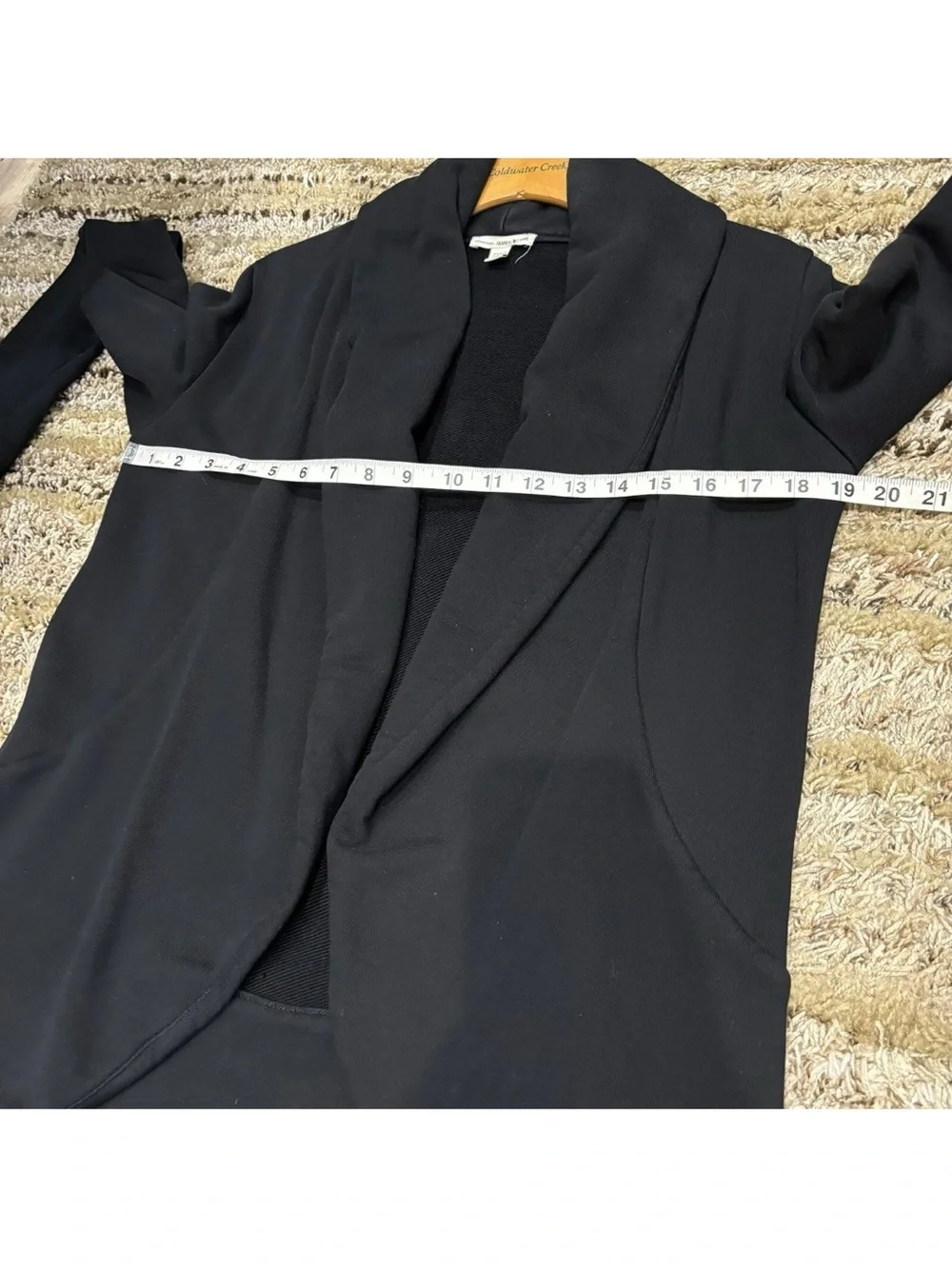 JAMES PERSE Women’s Black Open-Front Knit Sweater Cardigan